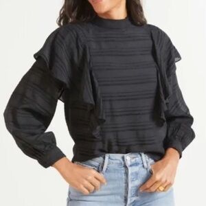 Alison Eve Evereve Bowie Chic Black Ruffled Blouse Size Medium
